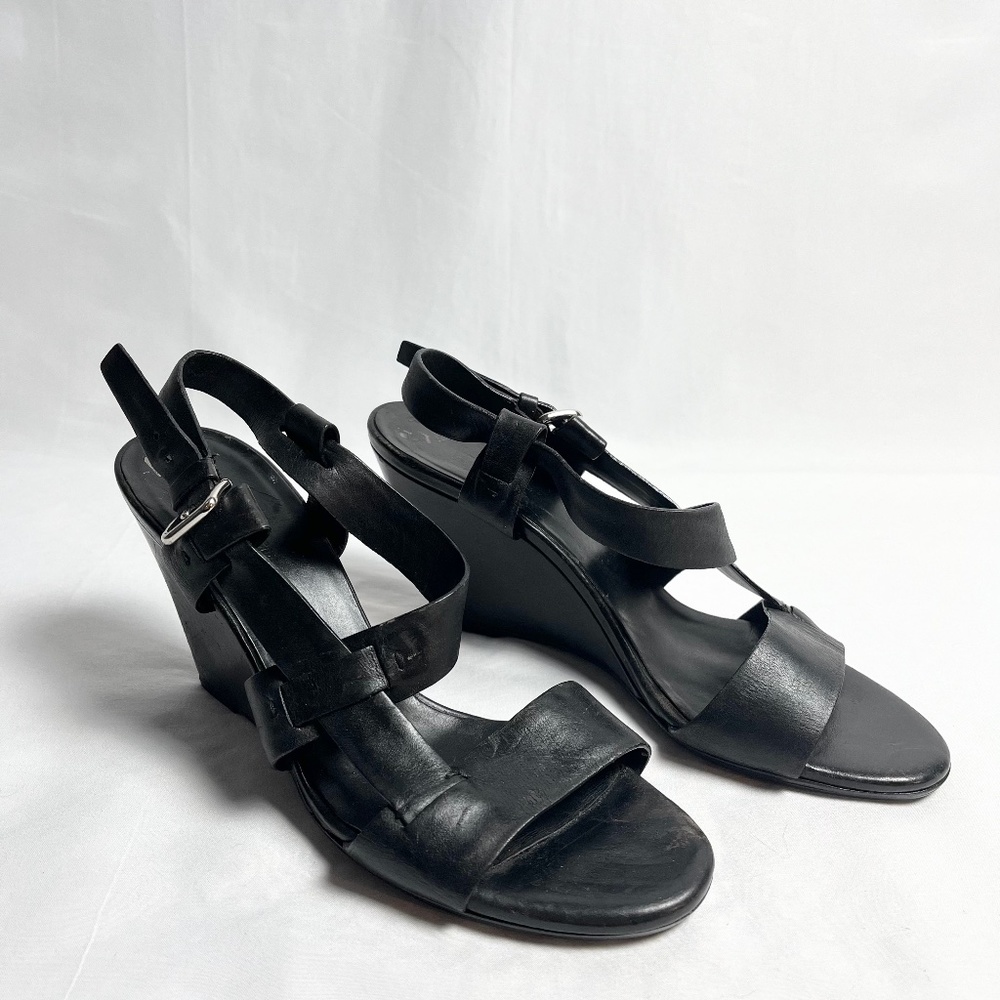 Jil Sander Black Strap Wedges
